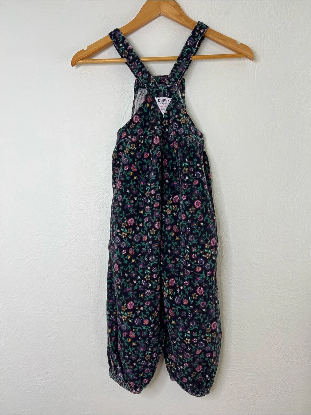 Vintage 80s 90s Oshkosh B’gosh Floral Corduroy Overalls size 6